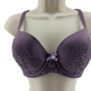 Victoria's Secret Body By Dusty Mauve Lace Trim Molded Cup Demi 34DD